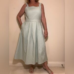 Casual Cotton Aqua Green Sleeveless Dress